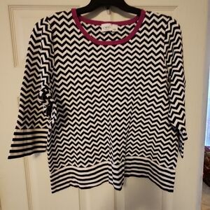 CATO Black and White Zigzag Women's Sweater
